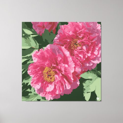 Magnificent deep pink peony on canvas canvas print