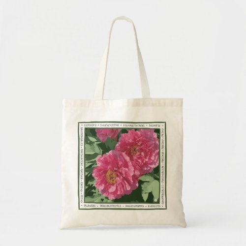 Magnificent deep pink peony on canvas tote bag