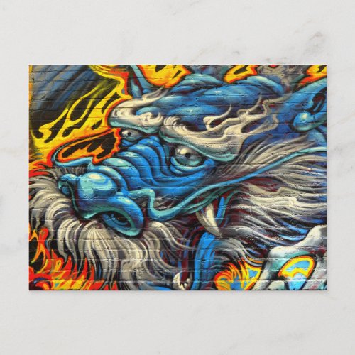 Magnificent Dragon Wall Art Graffiti Postcard