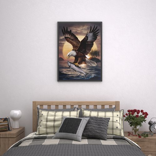 Magnificent Eagle Soaring Over a Fish Poster