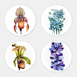 Magnificent Eclectic Flowers Vivid Style Coaster Set
