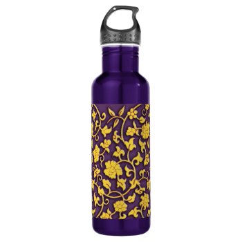 Magnificent Floral Arabesque Stainless Steel Water Bottle by YANKAdesigns at Zazzle