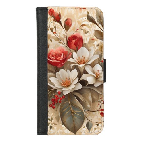 Magnificent floral motif iPhone 87 wallet case