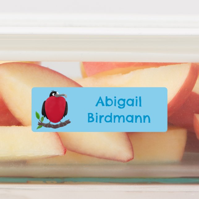 Magnificent frigate bird cartoon personalized labels (Affixed)