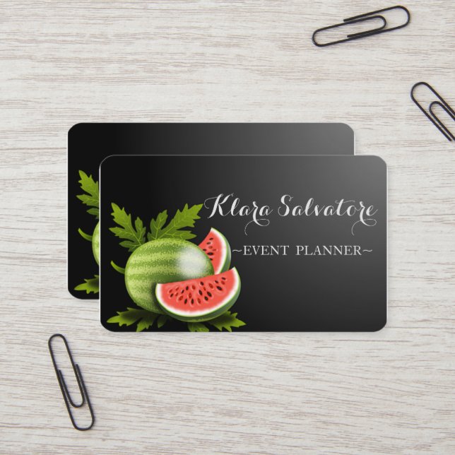 MAgnificent Gorgeous Perfect Watermelon Business Card (Front/Back In Situ)