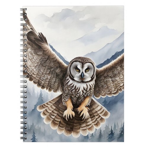 Magnificent Gray Owl Coming in for a Landing  Notebook