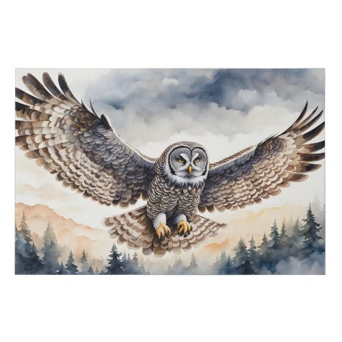 Magnificent Gray Owl Flying through the Air Faux Canvas Print