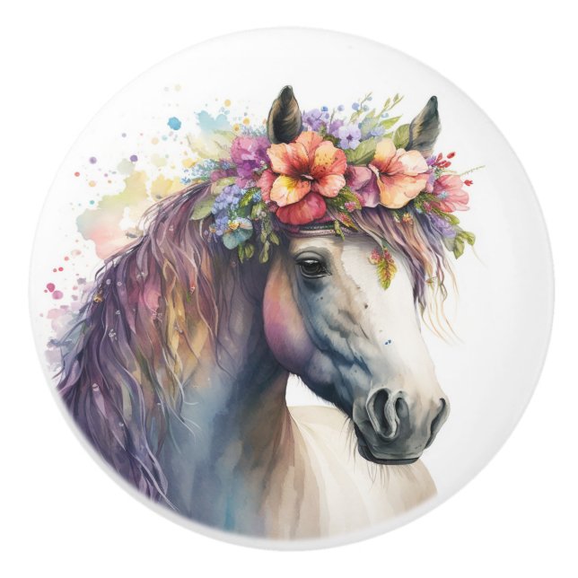 Magnificent Horse  Ceramic Knob (Front)