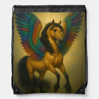 Magnificent Horse With Spectacular Wings Drawstring Bag