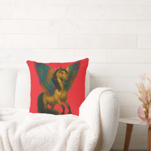 Magnificent Horse With Spectacular Wings Throw Pillow