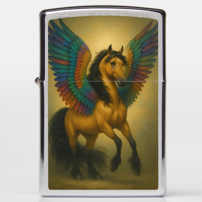 Magnificent Horse With Spectacular Wings Zippo Lighter (Front)