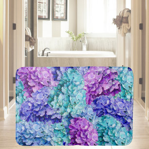 Magnificent hydrangea blossoms bath mat
