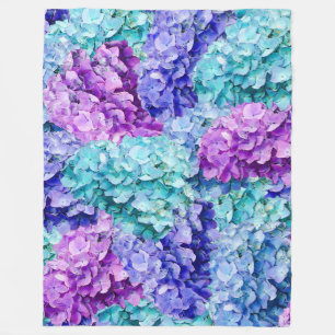 Magnificent hydrangea blossoms fleece blanket