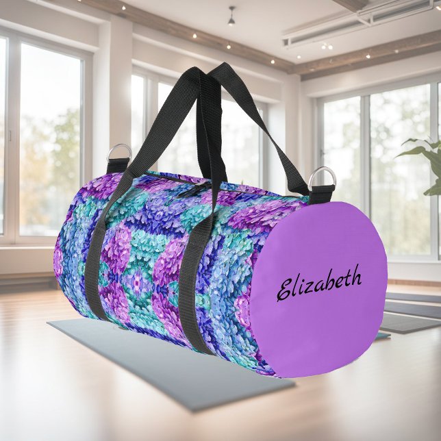 Magnificent hydrangea blossoms, personalizable    duffle bag (Creator Uploaded)