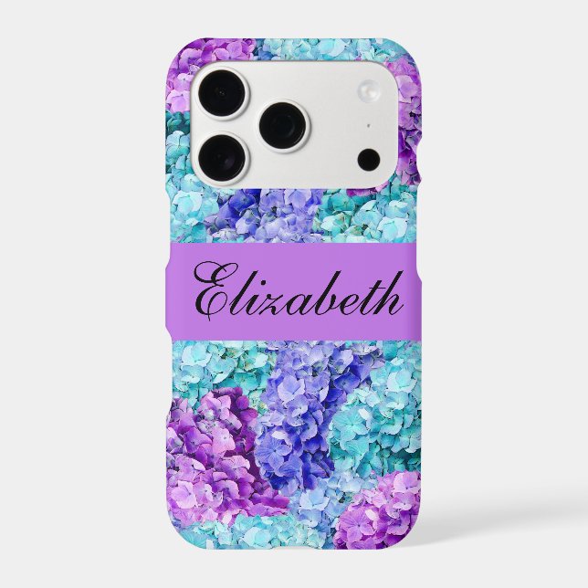 Magnificent hydrangea blossoms, personalizable    iphone case (Back)