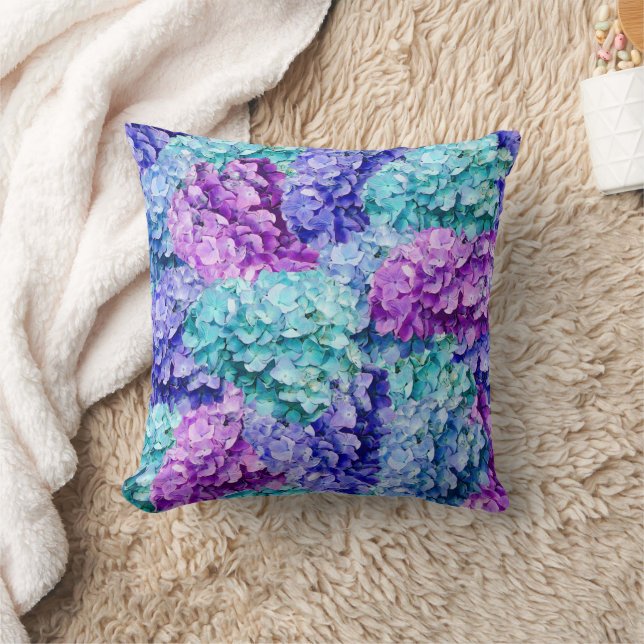 Magnificent hydrangea blossoms   throw pillow (Blanket)