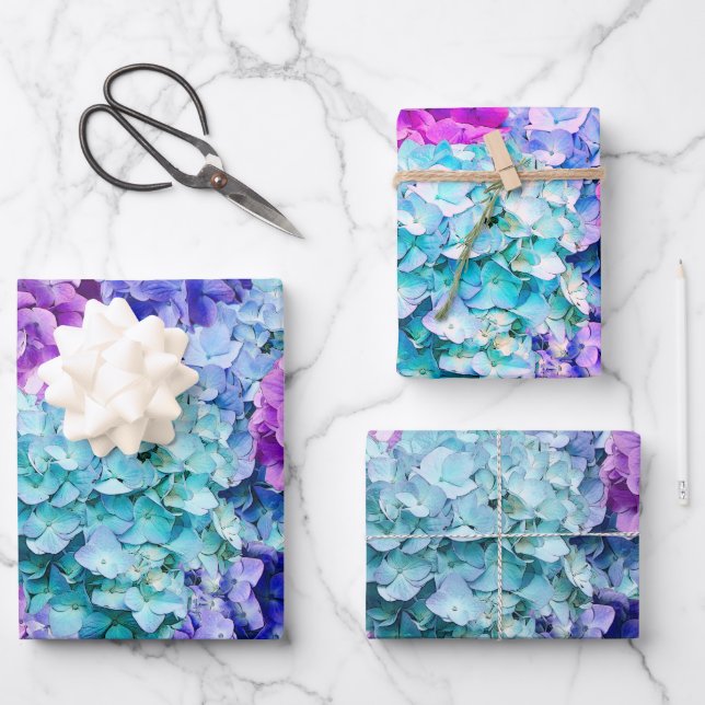 Magnificent hydrangea blossoms  wrapping paper sheets (Front)
