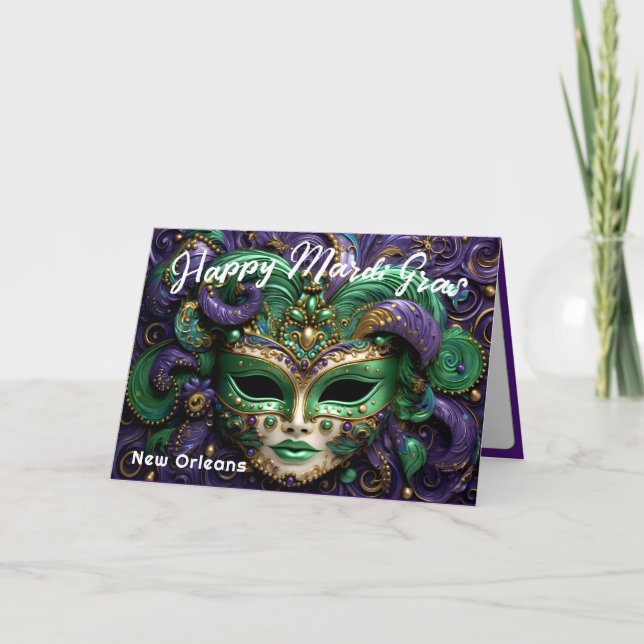 💚💜💛 Magnificent Mardi Gras Card (Front)