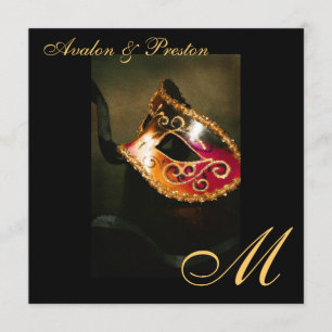 Magnificent Masqurade Mask Monogram Invitation
