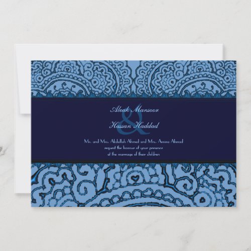 Magnificent Mehndi Mandalas Blue Wedding Invitation