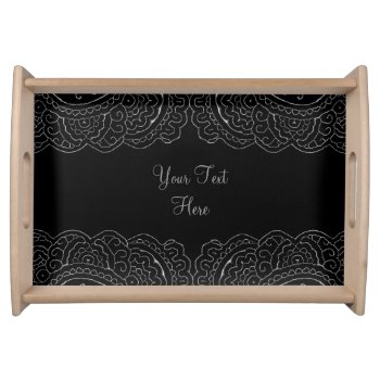 Magnificent Mehndi Mandalas (silver Effect) Serving Tray by HennaHarmony at Zazzle