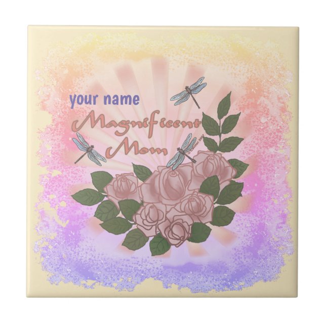 Magnificent Mom Roses  Ceramic Tile (Front)