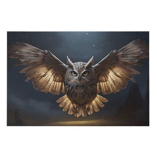 Magnificent Owl Flying at Night Wings Spread Wide Faux Canvas Print