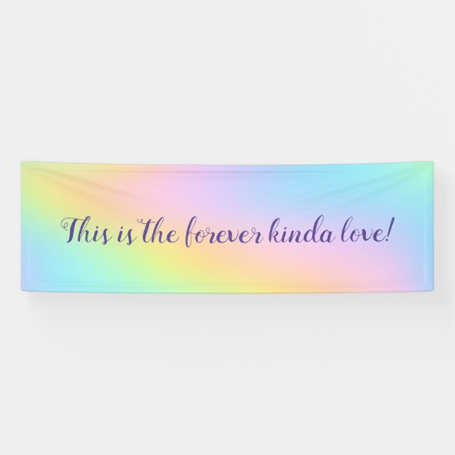 Magnificent Pastel Rainbow Wedding "Forever Love" Banner (Horizontal)