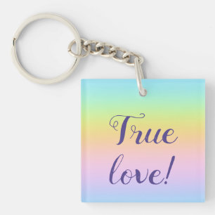 Magnificent Pastel Rainbow Wedding Keychain
