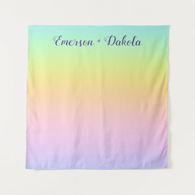 Magnificent Pastel Rainbow Wedding Photo Backdrop (Front)