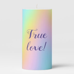 Magnificent Pastel Rainbow Wedding Pillar Candle