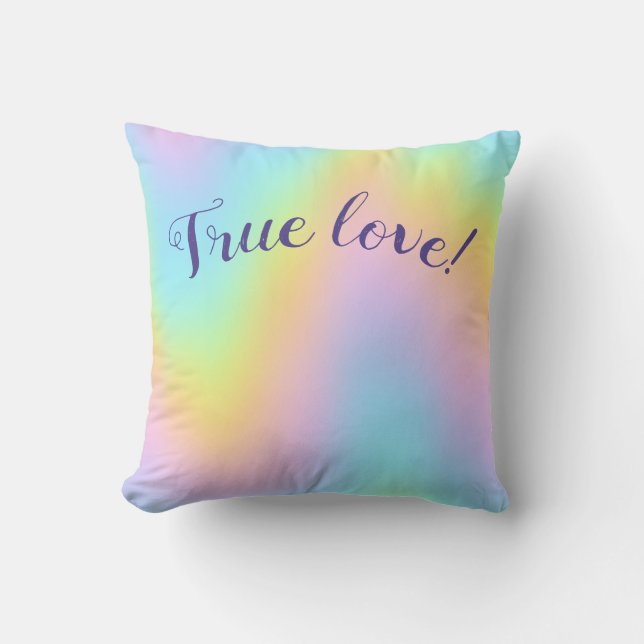 Magnificent Pastel Rainbow Wedding Ring Pillow (Front)