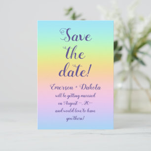 Magnificent Pastel Rainbow Wedding Save The Date