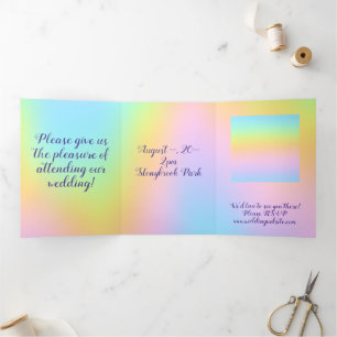 Magnificent Pastel Rainbow Wedding Tri-Fold Invitation