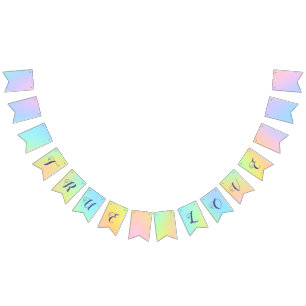 Magnificent Pastel Rainbow Wedding "True Love" Bunting Flags