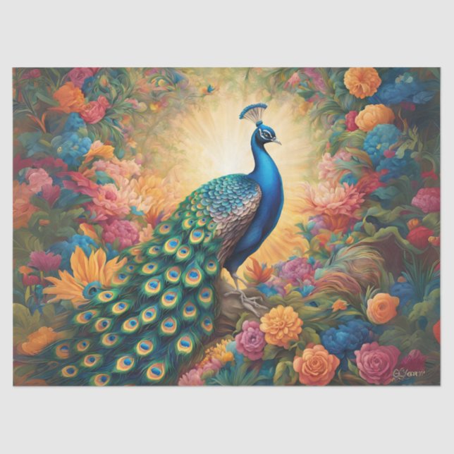 Magnificent Peacock Tissue Paper (Front)