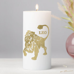 Magnificent Red Leo Zodiac Pillar Candle