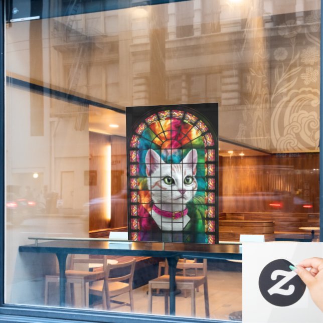 Magnificent Stained Glass Window Colorful Mosaic  Window Cling (Cafe Window)