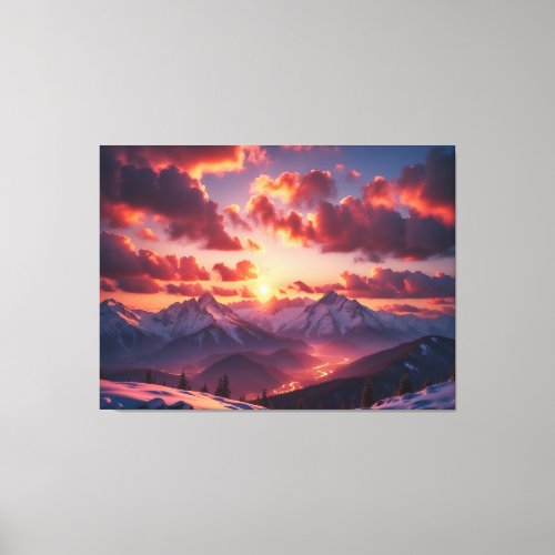 Magnificent Sunset over the mountains Canvas Print