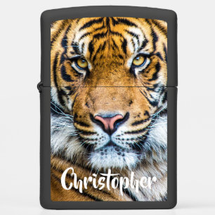 Magnificent Tiger Face Personalized Name Zippo Lighter