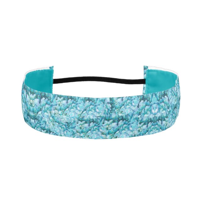 Magnificent, turquoise hydrangea blossoms athletic headband (Front)