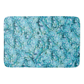 Magnificent, turquoise hydrangea blossoms bath mat