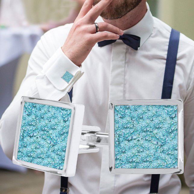 Magnificent, turquoise hydrangea blossoms cufflinks (Creator Uploaded)