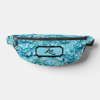 Magnificent, turquoise hydrangea blossoms, custom fanny pack