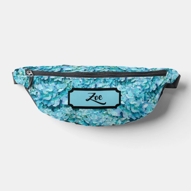 Magnificent, turquoise hydrangea blossoms, custom fanny pack (Lay Down)