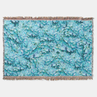 Magnificent, turquoise hydrangea blossoms throw blanket