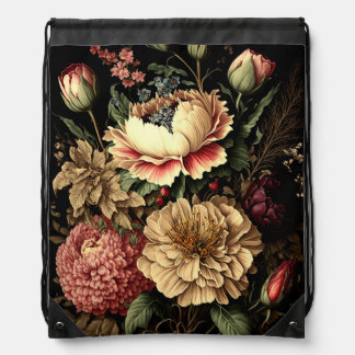 Magnificent Vintage Floral Arrangement  Drawstring Bag