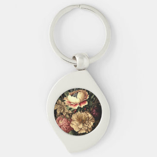 Magnificent Vintage Floral Arrangement Keychain