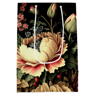Magnificent Vintage Floral Arrangement  Medium Gift Bag