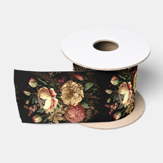 Magnificent Vintage Floral Arrangement  Satin Ribbon